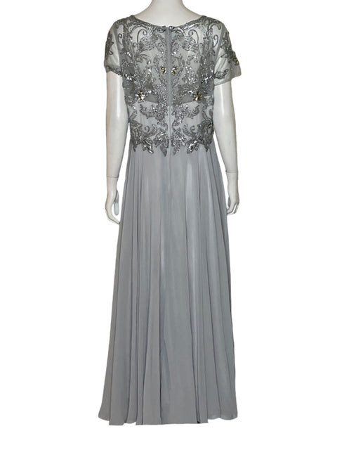 Vestido De Fiesta Xscape Gris - Talla 12