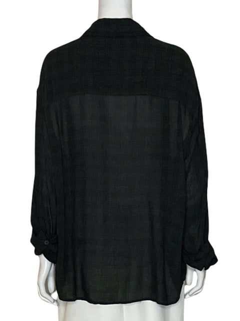 Blusa Zara Cuadros Oversized Verde - Talla L