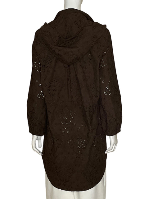 Chaqueta Mixed Eyelet Parca Marrón - Talla M