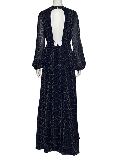 Vestido Anímale Estampado Maxi Azul - Talla S