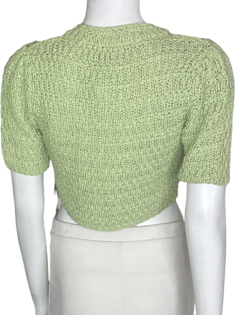 Chaqueta Zara Tejidos Botones Crop Manga corta Verde - Talla S