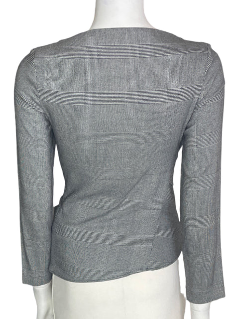 Blusa Zara Cuadros Nudo Manga larga Negro - Talla XS
