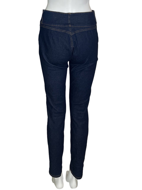 Pantalón Fiorella Alto Recto Ajustado Skinny Azul - Talla 29