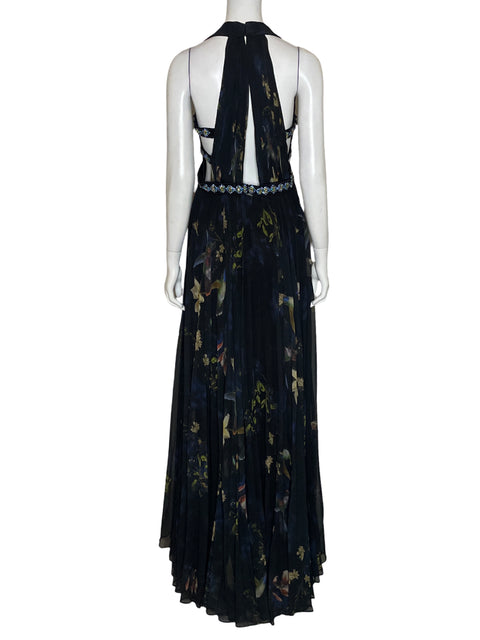 Vestido De Fiesta Jovani Cut Out Floral Negro - Talla 8