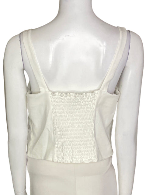 Blusa Anne Klein Tiras Ajustado Crop Blanco - Talla 10