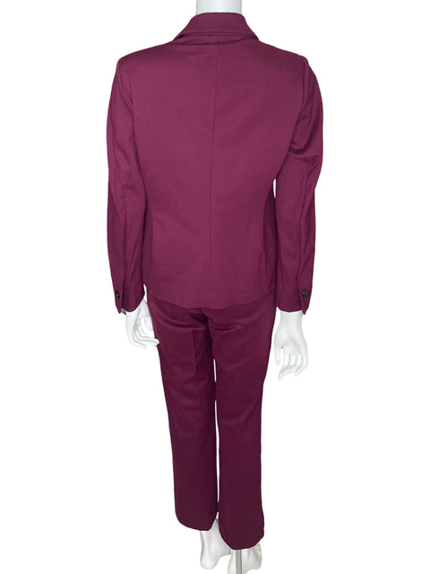 Conjunto Anne Klein Blazer/pantalon Liso Manga larga Recto Rojo - Talla 8