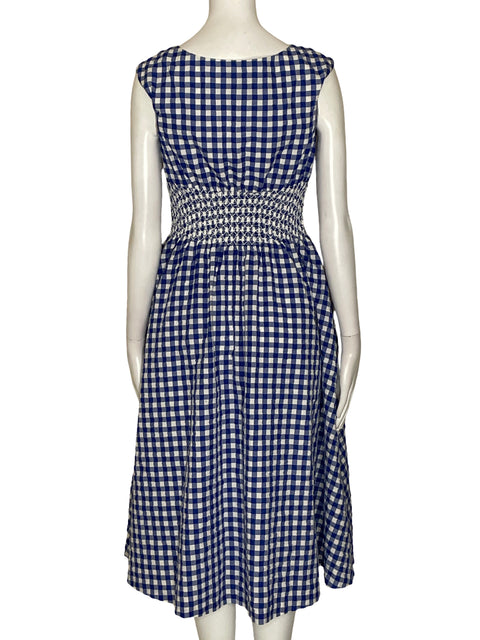 Vestido Kate Spade Cuadros Midi Azul - Talla XS