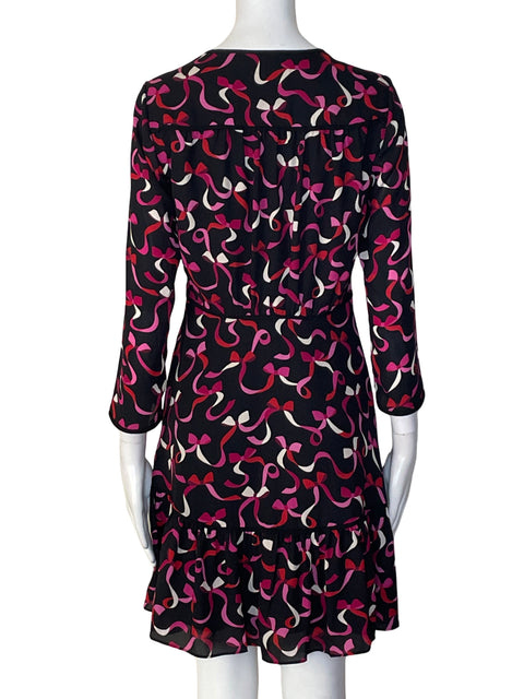 Vestido Kate Spade Estampado Cuello v Negro - Talla 0