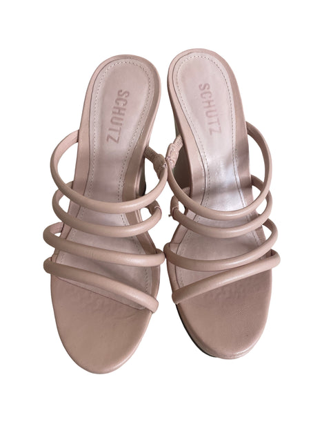 Zapato Schutz Plataforma Tacón alto Tiras Rosado - Talla 6.5