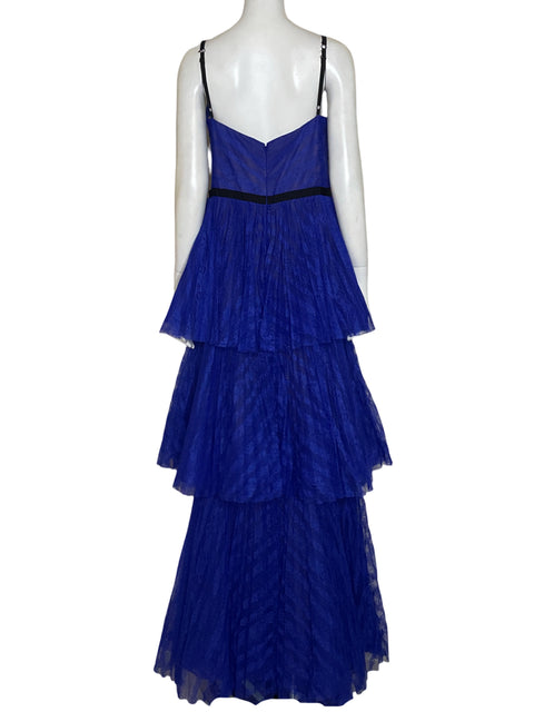Vestido De Fiesta Marchesa Notte Capas Encaje Morado - Talla 10