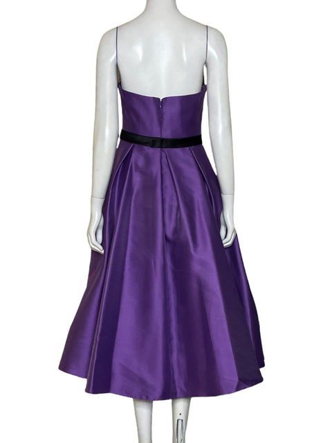 Vestido De Fiesta Mona Rosa Parches Fluido Morado - Talla S