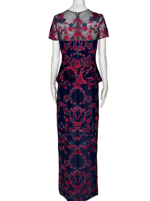 Vestido Marchesa Notte Estampado Floral Azul - Talla 4