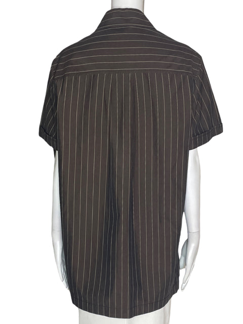 Blusa Made In Italy Les Copains Camisa Rayas Botones Manga corta Marrón - Talla 42