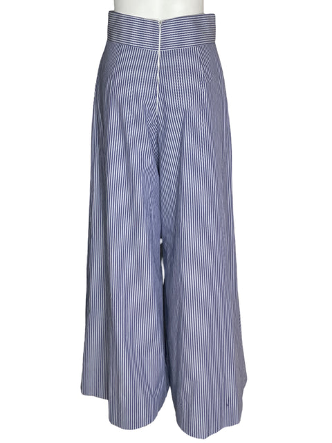 Pantalón Michelle Nassar Rayas Palazo Zipper Azul - Talla S