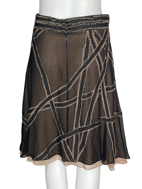 Falda Nicolás Felizola Estampado Lineas Midi Marrón - Talla S
