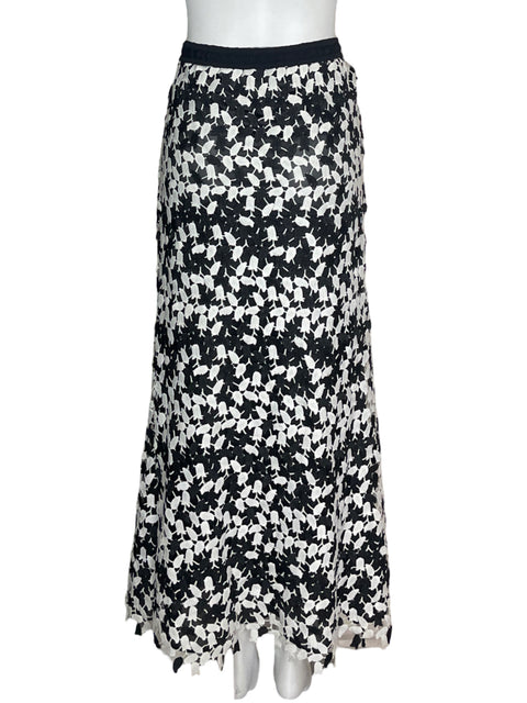 Falda Filomena Estampada Floral Tejida Maxi Negro - Talla S