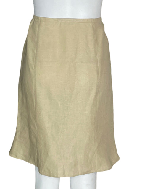 Falda Ketty Tinoco Mini Botones Lino Beige - Talla 6
