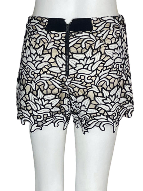 Short Alice + Olivia Tejido Troquelado Short Negro - Talla 6