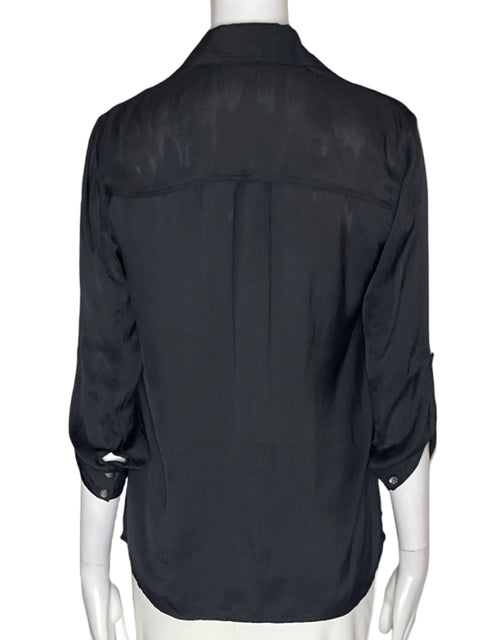 Blusa Vince Seda Manga corta Cuello caido Negro - Talla 2
