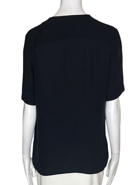 Blusa Theory Liso Manga corta Seda Negro - Talla S