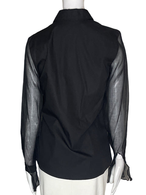 Blusa Anne Fontaine Liso Manga larga Botones flor Negro - Talla 0