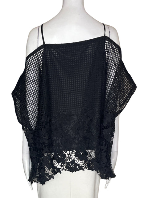 Blusa Filomena Fernandez Tejido Troquelado Outshouldr Negro - Talla S