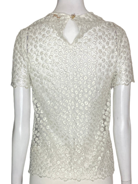 Blusa Kate Spade Transparente Floral Manga corta Blanco - Talla 2
