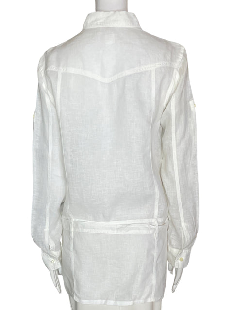 Blusa Made In Italy Amarrado Bolsillos Manga larga Blanco - Talla S