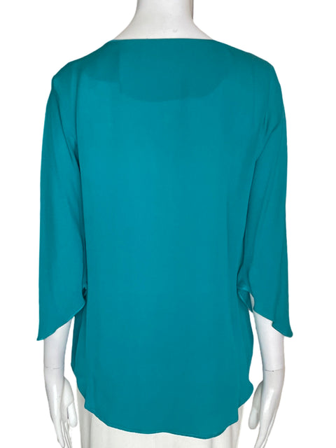 Blusa Ketty Tinoco Botones cristal Transparente Suelta Verde - Talla S