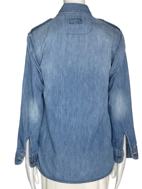 Blusa Current Elliott Jeans Bolsillos Manga larga Botones Azul - Talla 0