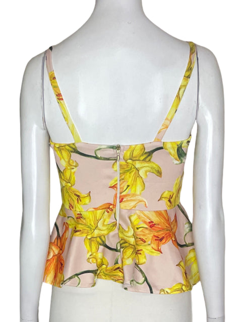 Blusa Michelle Forero Tiras Estampado Ruchas Ajustado Amarillo - Talla S