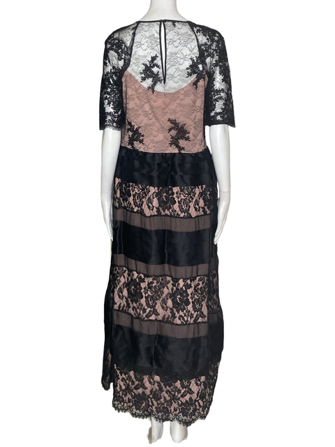 Vestido Tesoro Tps Maxi Transparente Ajustado Rosado - Talla S