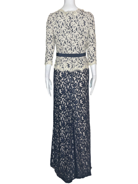 Vestido Tadashi Shoji Tejido Manga larga Fajon Azul - Talla 4