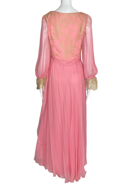 Vestido Monteprado Maxi Ruchas Cuello v Rosado - Talla S