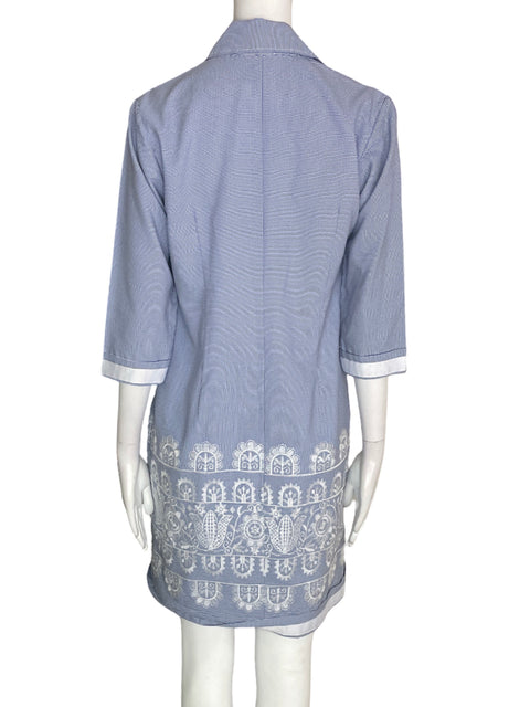 Vestido Tesoro Tps Rayas Manga corta Botones Tejido Azul - Talla S