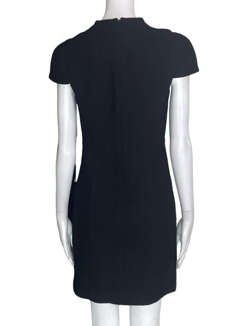 Vestido 4• Collective Midi Ajustado Manga corta Negro - Talla 0