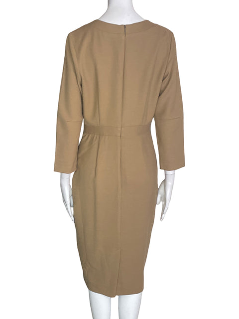 Vestido Ava & Aiden Ajustado Manga larga Liso Cuello redondo Marrón - Talla 8