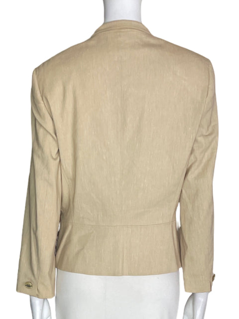 Chaqueta Escada Liso Manga larga Botones Ejecutivo Beige - Talla 38