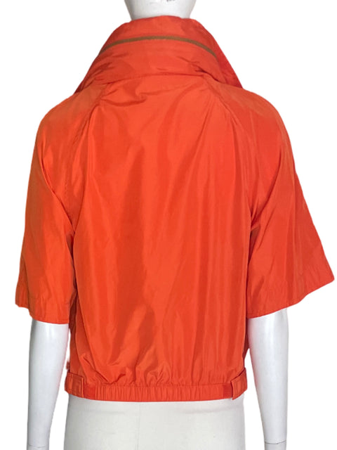 Chaleco Michael Kors Capucha Zipper Manga corta Impermiable Naranja - Talla S