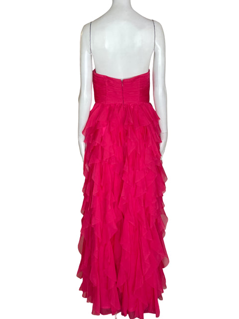 Vestido De Fiesta Ladivine Ruchas Strapless Suelto Rosado - Talla 8