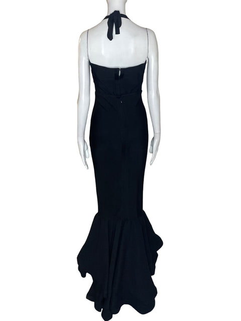 Vestido De Fiesta Tesoro Tps Maxi Tiras Troquelado Negro - Talla S
