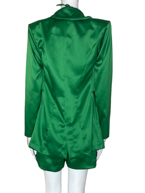 Conjunto Splash Blazer/blusa/pantalon Satinado Short Verde - Talla S