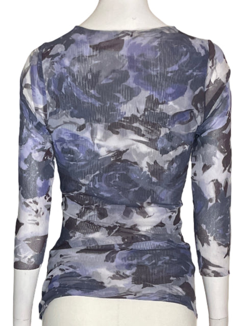 Blusa Cache Estampado Manga larga Cuello v Gris - Talla M