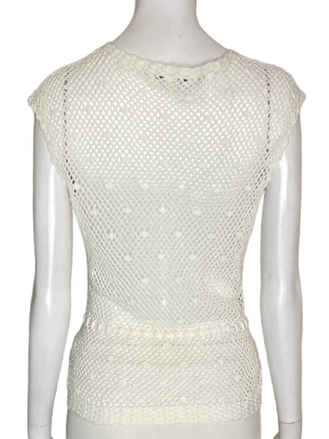 Blusa Banana Republic Apliques Manga corta Ajustado Blanco - Talla M