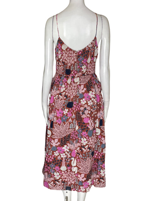 Vestido Kate Spade Floral Estampado Tiras Rosado - Talla 4