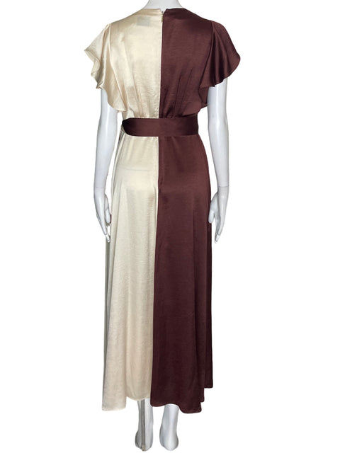 Vestido Kate Spade Bicolor Cuello v Fajon Beige - Talla 4