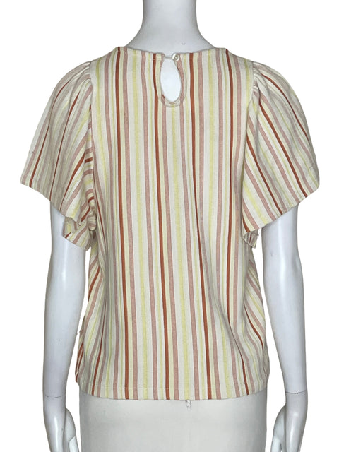 Blusa Madewell de Algodón Rayas Amarillo - Talla XS