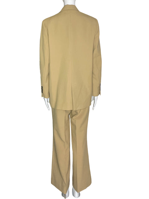 Conjunto Zara Blazer/pantalon Recto Wide-leg Cuello v Beige - Talla M