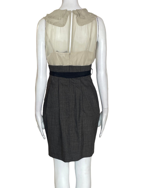 Vestido Bcbg Bicolor Ruchas Ajustado Marrón - Talla 6