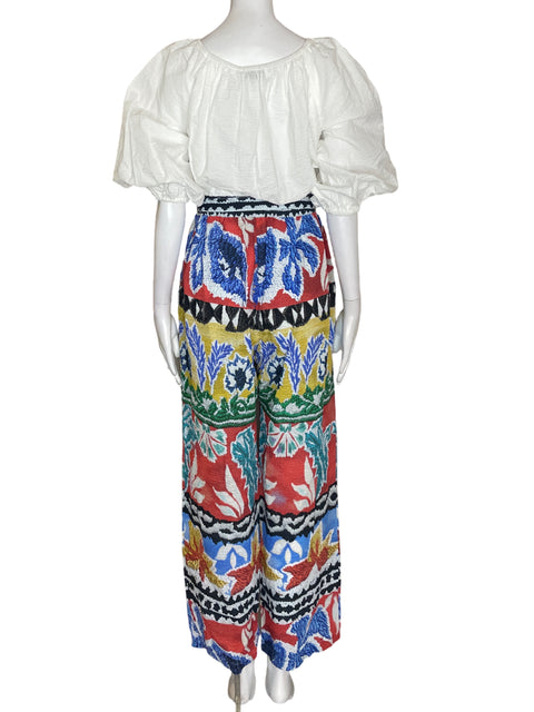 Mono Desigual Estampado Abullonado Recto Azul - Talla S